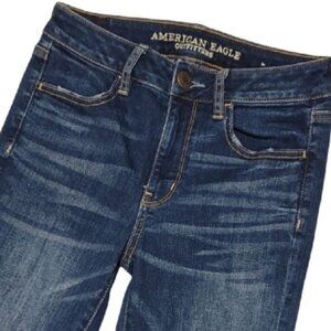 American Eagle Outfitters Dark Wash Distressed Jeans Jeggings Size 4